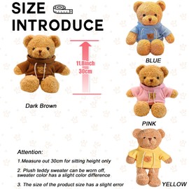 CHELEI2019 11.8" Teddy Bear Stuffed Animal Cute Teddy Bear with Hoodie Plush Toy for Kids,Brown