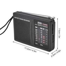 R-202T Audio Radio FM AM TV Audio Radio Portable Band Channel Radio for Indoor Outdoor Office with External Headphones