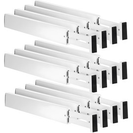 Sawysine 12 Pcs Bamboo Drawer Dividers Adjustable Drawer Organizers Spring Separators Organization Expandable Organizers for Kitchen Bedroom Bathroom Dresser Office (White Color, 22 x 2.4 Inches)