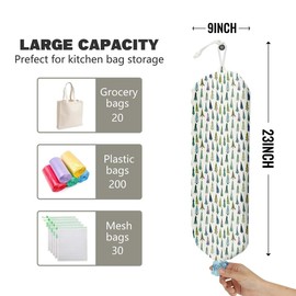 Green Fresh Style Grocery Bag Holder and Dispenser Christmas Tree Pattern Plastic Bags Organizer Garbage Shopping Trash Bags Storage for Kitchen Home Gifts Women Friends Sisters