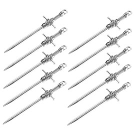 10 Pcs Hand Jewelry Pendant Accessories DIY Crafts Metal Ancient Silver Long Charms for Crafts and Vintage Jewelry Making