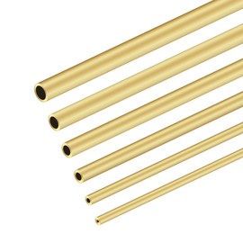 iMeistek Brass Tube Set, 3mm 4mm 5mm 6mm 7mm 8mm OD x 1mm Wall Thickness 300mm Length Copper Tubes Pipe for Home, Gardening Decoration, DIY Crafts (6PCS)