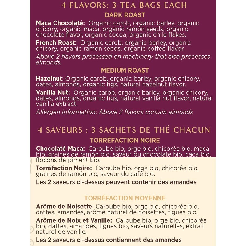 Teeccino Herbal Tea Sampler Assortment - 12 Tea Bags -