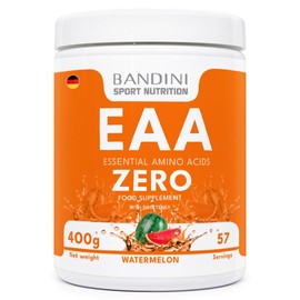 Bandini® EAA Amino Acids Complex High Dose 400 g Powder | With 9 Different Amino Acids + Vitamin B6 | Watermelon Flavour, Good Solubility | Pre Workout Booster | Laboratory Tested, Vegan