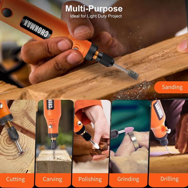 CHOKMAX Mini Cordless Rotary Tool with Work Screen, 3-Speed Grinder