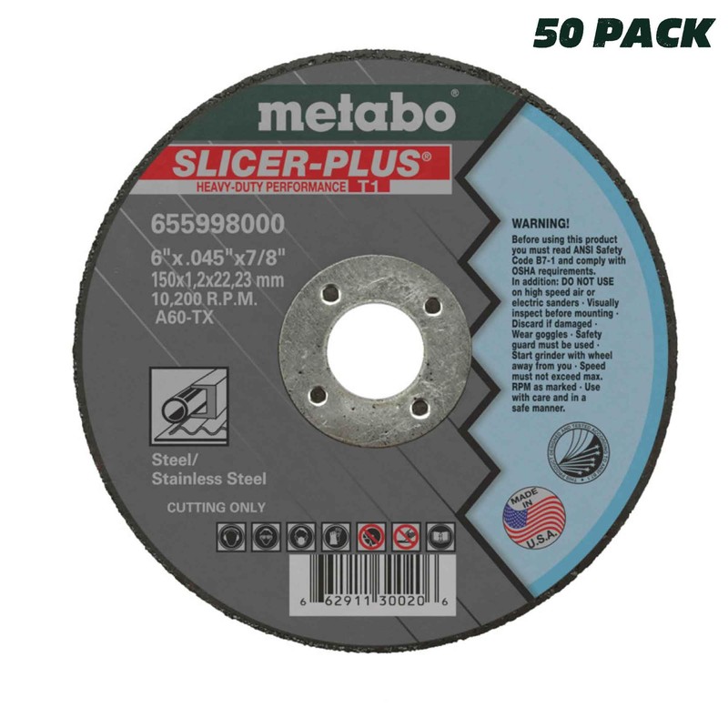 Metabo 655997000 50-Pack | 4-1/2-inch Slicer Plus Cutting Wheel |