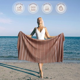 Ossano Brick Turkish Beach Towel - Compact & Quick Dry, Oversized (39" x 71"), Versatile and Functional. Ideal as a Beach and Picnic Blanket, Travel, Yoga, and Bath Towel