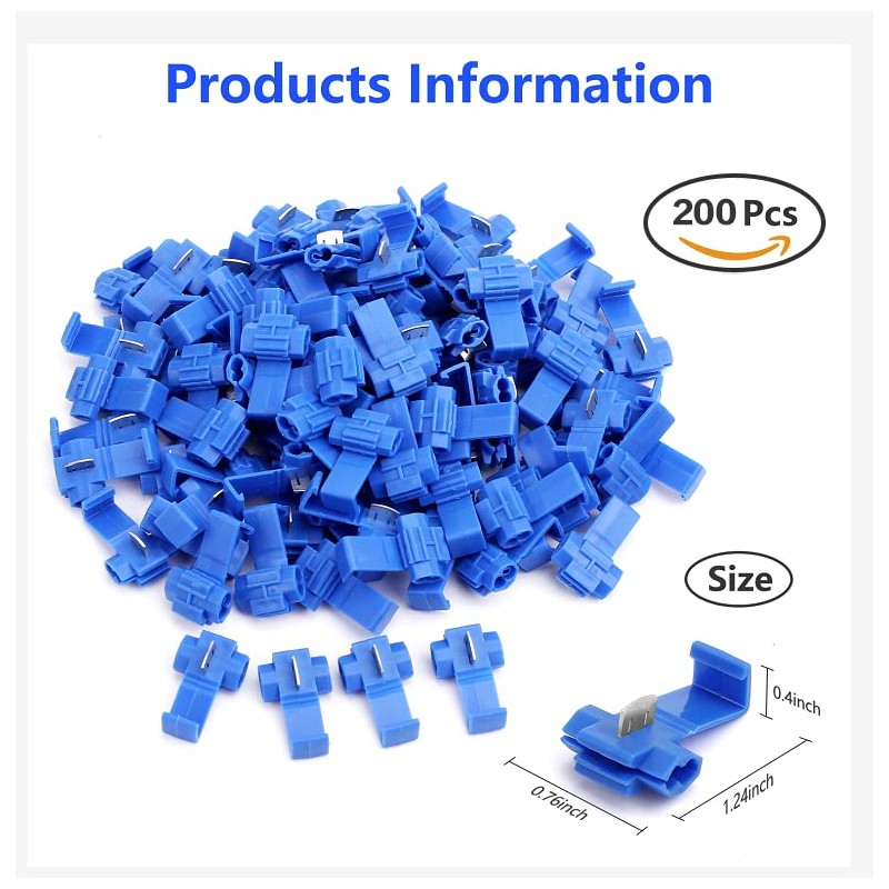 PRECIHW 200pcs Solderless Quick Splice Snap Wire Connectors, 18-14 AWG
