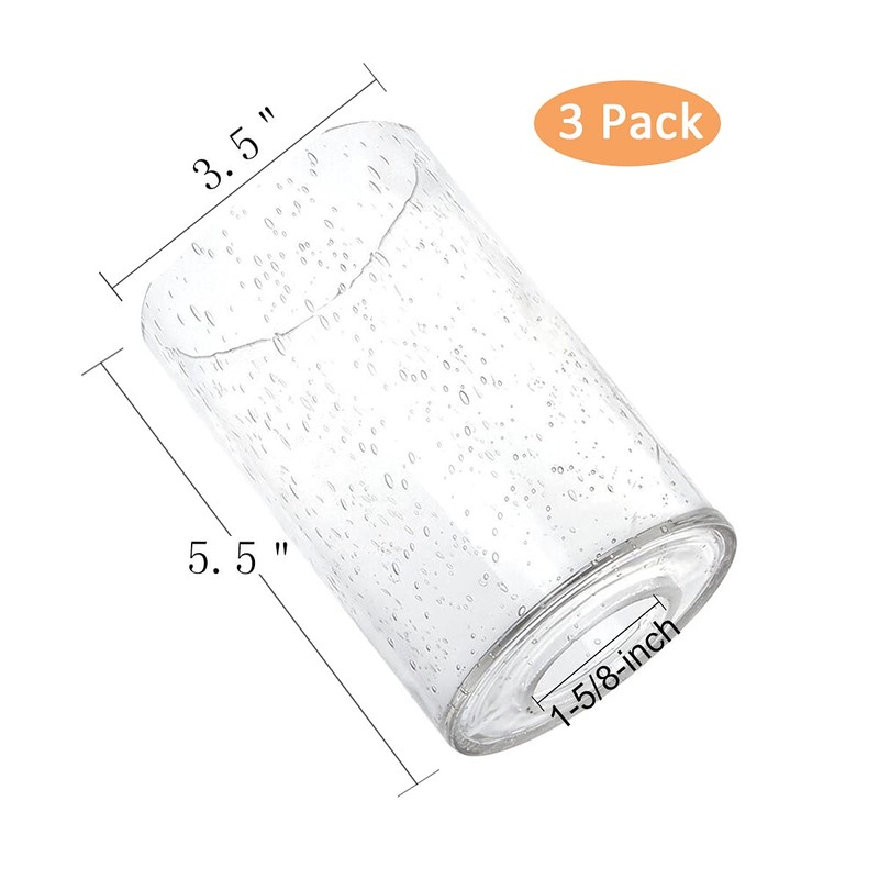 Voguad Seeded Glass Lamp Shade 3 Pack, Clear Cylinder Glass
