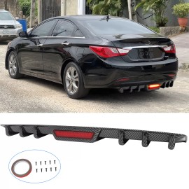 KEEPDSGN For Hyundai Sonata Carbon Fiber Rear Bumper Diffuser Lip w/ LED Tail Brake Light