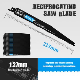 MUOZLOP 25Pack 9 inch Reciprocating Saw Blades Set,6/12 TPI High Carbon Saw Blades, Woodcutting Saw Blades with Organizer Case (25, 6/12TPI/225mm)