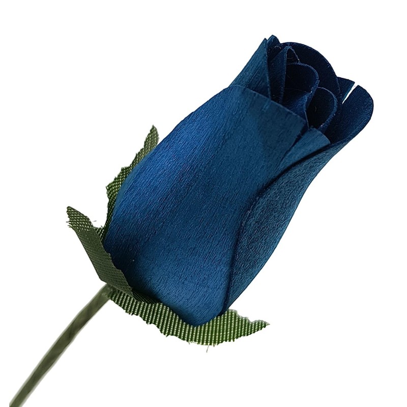Navy Blue Bunch of 8 Closed Bud Wooden Roses for