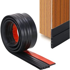 Jasinber Set de 2 Guardapolvo y Protector para Puerta, Tapón de tiro de puerta, Polvo del sello inferior de la puerta, Aislamiento acústico, Burletes, 5 x 100 cm (Negro)
