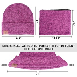 OZERO Winter Beanie Hat, Thermal Knitted Hat, Running Hat, Winter Hat for Men and Women, Purple (thin thread set)