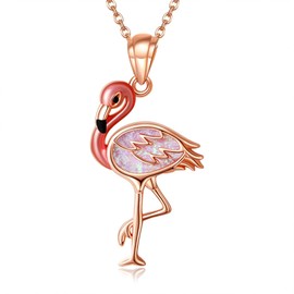 AXOMY Flamingo Necklace 925 Sterling Silver Flamingo Pendant Necklace Flamingo Jewelry Gifts for Women