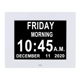 [2024 Upgrade] Extra Large Digital Calendar Day Date Clocks with 12 Alarm Options Non-Abbreviated Day & Month impaired Vision Dementia Clock for Senior Elderly