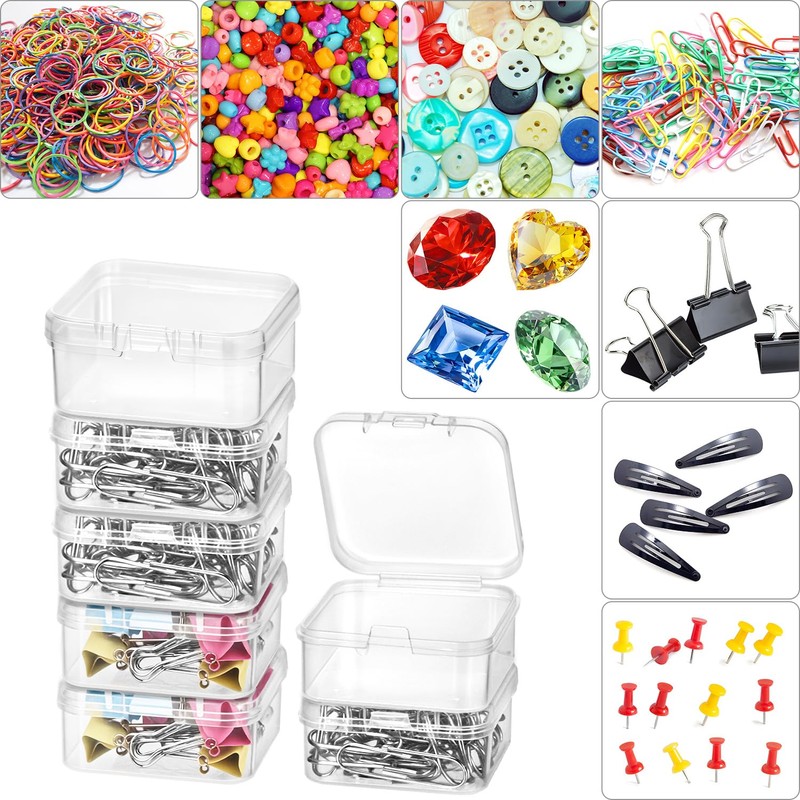 QWORK® Pack of 50 Small Square Storage Boxes with Hinged
