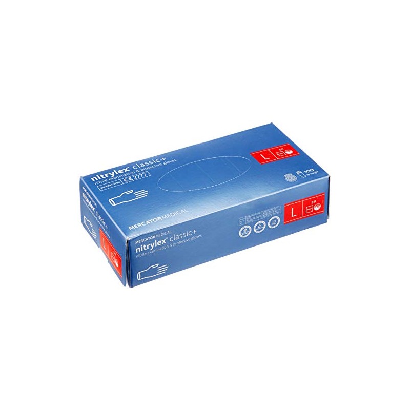 Nitrylex Classic Disposable Nitrile Gloves, Powder Free, 100 Pcs, Blue,