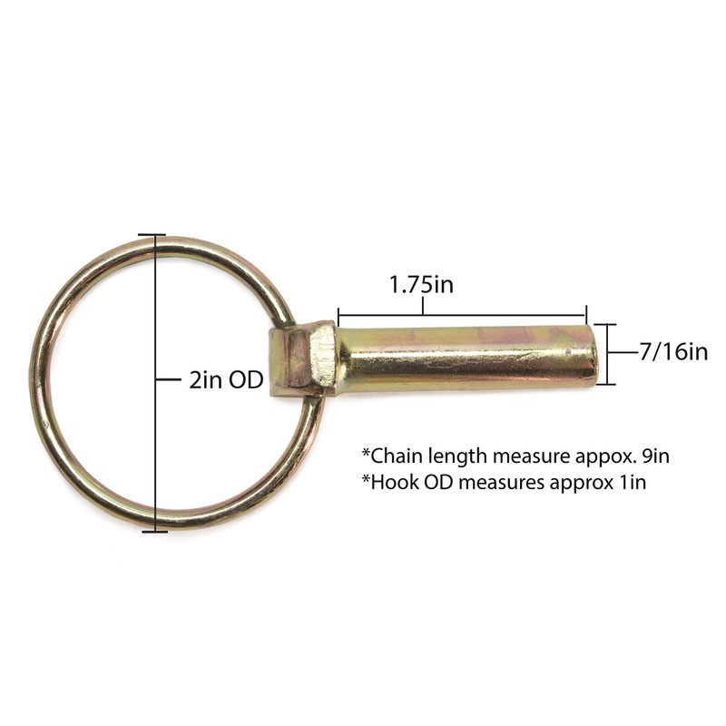 Linch Pin 7/16 X 1-3/4 Inch with Chain Hook (Pack