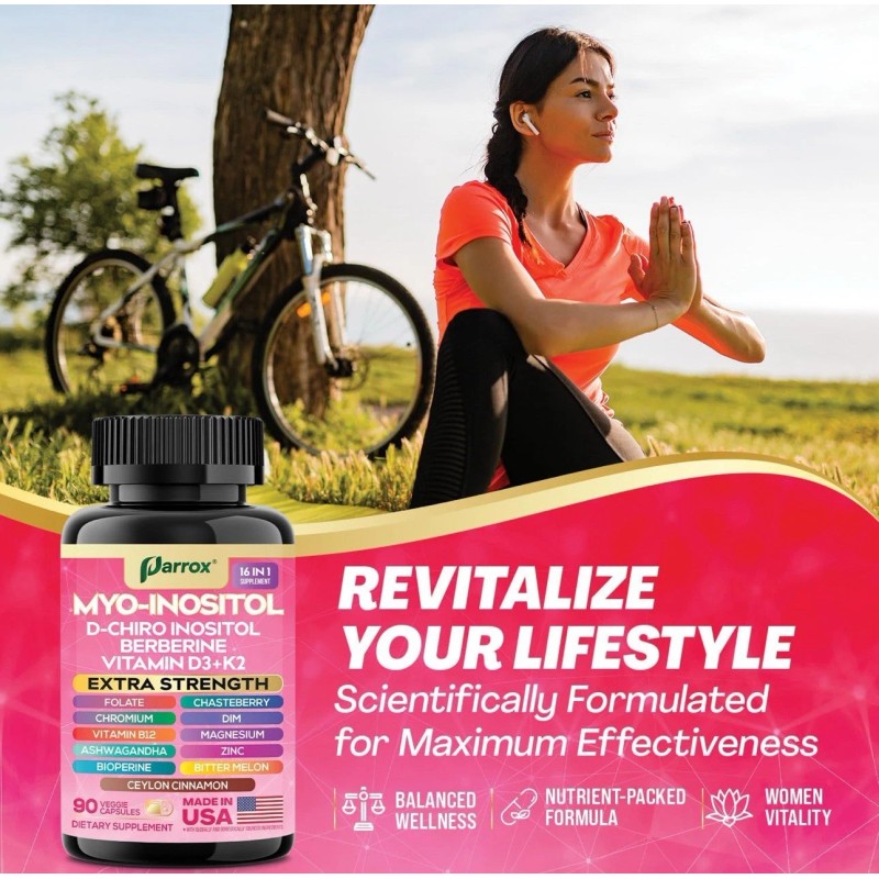 Parrox Myo Inositol Supplement, D-Chiro Inositol, Folate, DIM, Vitamin D3,