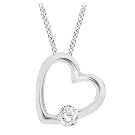 Tuscany Silver Damen Rolokette Mit Anhänger Sterling Silber Weiß Zirkonia Offen Herz 46cm/18zoll