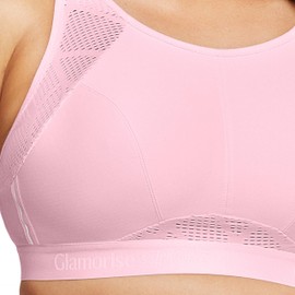 Glamorise Full Figure Plus Size No-Sweat Mesh Sports Bra Wirefree #1068 Pink