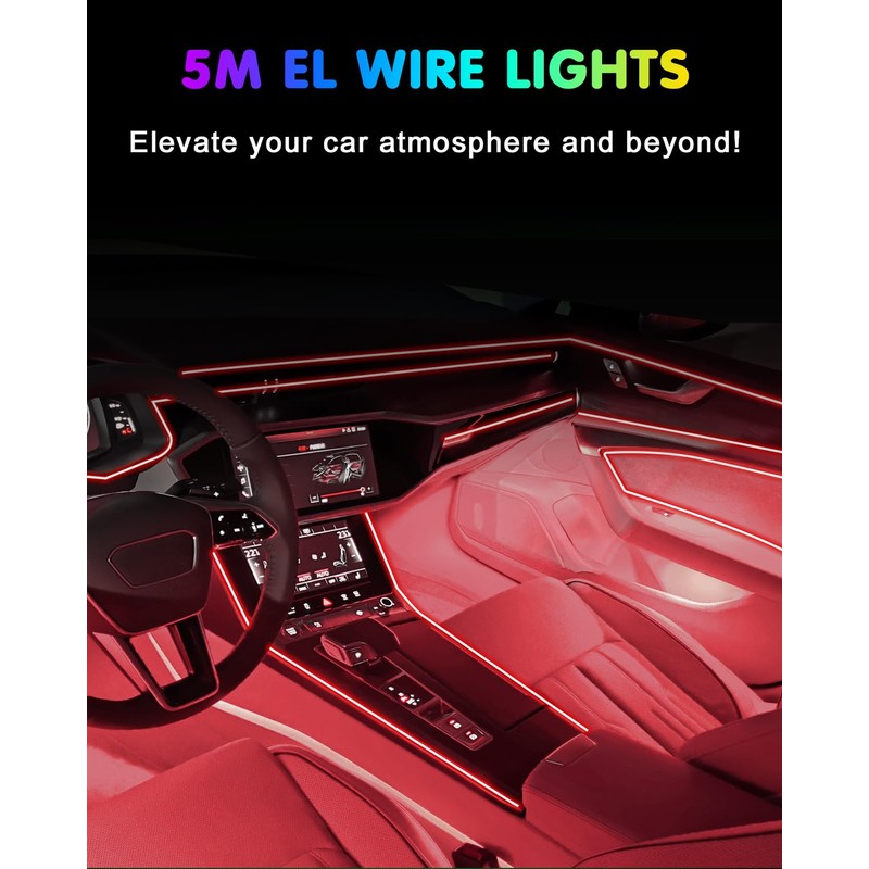 GLL Car Interior Lighting 5 m 16 ft EL Wire