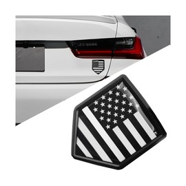 Bittwee Ameican Flag Car Emblem, 3D Metal Vehicle Badge Decals with Strong Adhesive, Patriotic Automotive Badge Stickers Exterior Decoration Accessories, Universal for SUV, Sedan, Truck (Black)