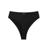 RELLECIGA Women's Black High Waisted High Cut Thong Bikini Bottom