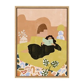 Kate and Laurel Sylvie Stay True Framed Canvas Wall Art by Alja Horvat, 18x24 Natural, Boho Feminine Wall Decor