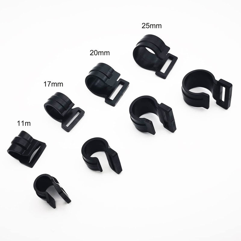 20 x Black Plastic C-Clips for Camping Awning Tent Poles