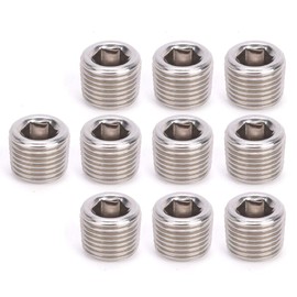 Stainless Steel Pipe Plugs, 10 Pieces BSPP Male Thread Hex Plugs NPT Pipe Fitting Assortment Set (3/8 Inch)