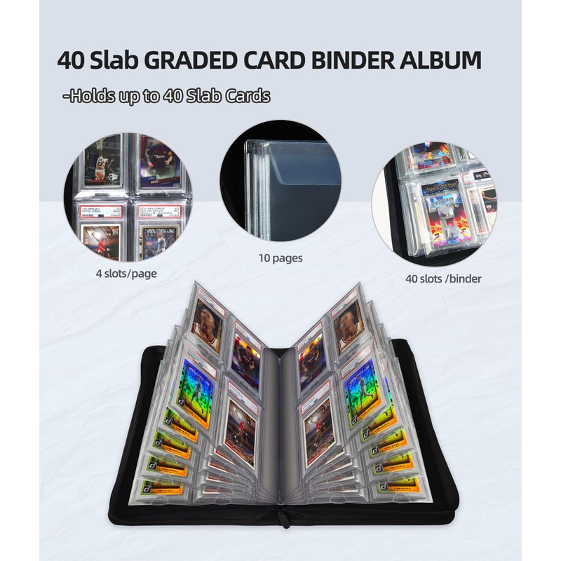 ARCHIVALPRO 4 Pocket Graded Card Binder - Holds 40 PSA/SGC/BGS