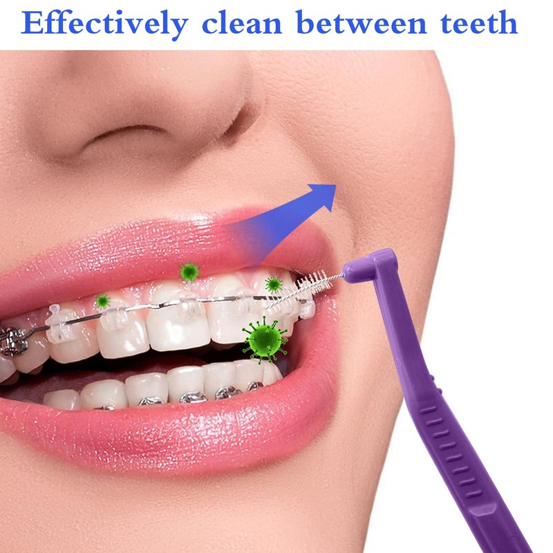 Angzhili 25 Pcs Interdental Angle Brushes, Reusable Dental Cleaners, Oral