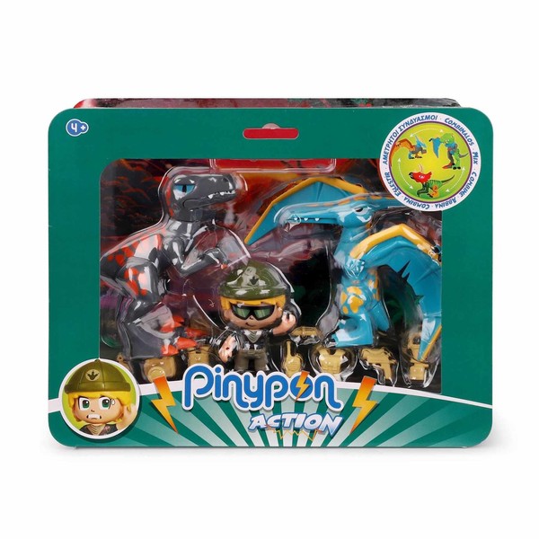 Pinypon Action - Pack of 2 Dinosaur and Figure, Removable