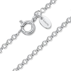 Amberta 925 Sterling Silver 1 mm Rolo Belcher Chain Necklace Size: 14 16 18 20 22 24 28 inch / 36 40 45 50 55 60 70 cm (20inch/50cm)