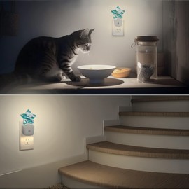 Ocean Waves Night Light Plug-in Dusk to Dawn Smart Sensor White Nightlight for Bedroom Bathroom Kitchen Hallway Stairs Energy Efficient Decor Desk Lamp