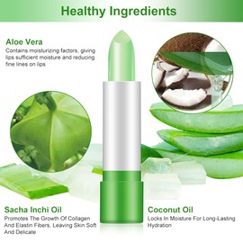 Aloe Vera Lipstick, Temperature Discolouration Aloe Vera Lip Gloss, Aloe Vera Gel Lipstick, Long-Lasting Lip Balm, Solid Lipstick, Rich and Nourishing Lips, Pack of 5