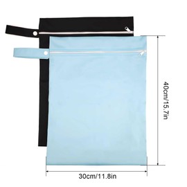 KLEHOPE Wet Bag Swimming Pack of 2 Zip Bags Waterproof with Handles and Zips, Waterproof Laundry Bag, Black and Blue, for Travel, Home, Fitness, Black, Blue