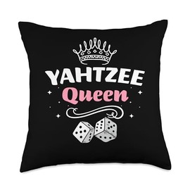 Yahtzee Queen Game Night Dice Game Throw Pillow