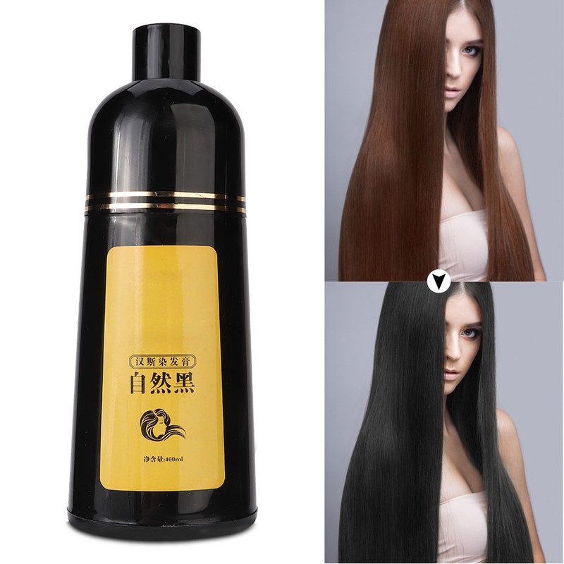 400ml Natural Plant Black Hair Shampoo Hair Dye Black Coloring