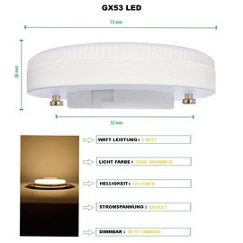 LED Lamp GX53 Super Bright 8 W 720 lm 3000 K Warm White Non-Dimmable Pack of 3