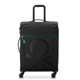 United Colors of Benetton Color Block Softside Expandable Luggage with Spinner Wheels, Black, Checked-Medium 23 Inch