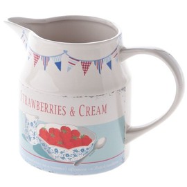 Martin Wiscombe 1-Piece Stoneware Useful Jug Strawberries and Cream, Assorted Colors