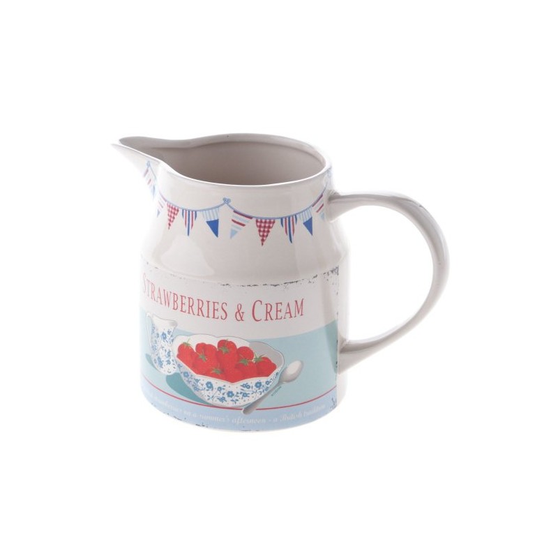 Martin Wiscombe 1-Piece Stoneware Useful Jug Strawberries and Cream, Assorted