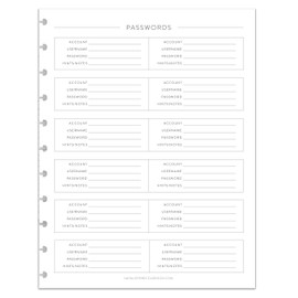 BetterNote Password Tracker Refill Pages for Disc Notebook, Fits Discbound, Levenger Circa, Happy Planner, Staples Arc, TUL, Talia (Classic- 25 pages, 11-Disc, 8.5"x11")