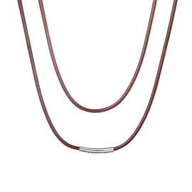 ChainsHouse Wax Rope Braided Chain Stainless Steel Leather Chain 3mm 16.5 inch Jewelry for Men Women with Gift Box