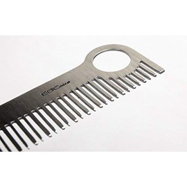 Yosoo EDC Pocket Tool Stainless Steel Matte Minimalist Engraved Metal Hair Moustache Comb 14 x 3.8 x 0.17 cm