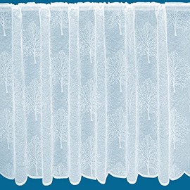 NetCurtainsUK Forest Trees Pattern Net Curtains In White - Sold By The Metre (Drop: 91cm (36'')), BIRCHNET01