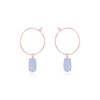 Blue Lace Agate Raw Nugget Hoop Earrings in 14k Rose